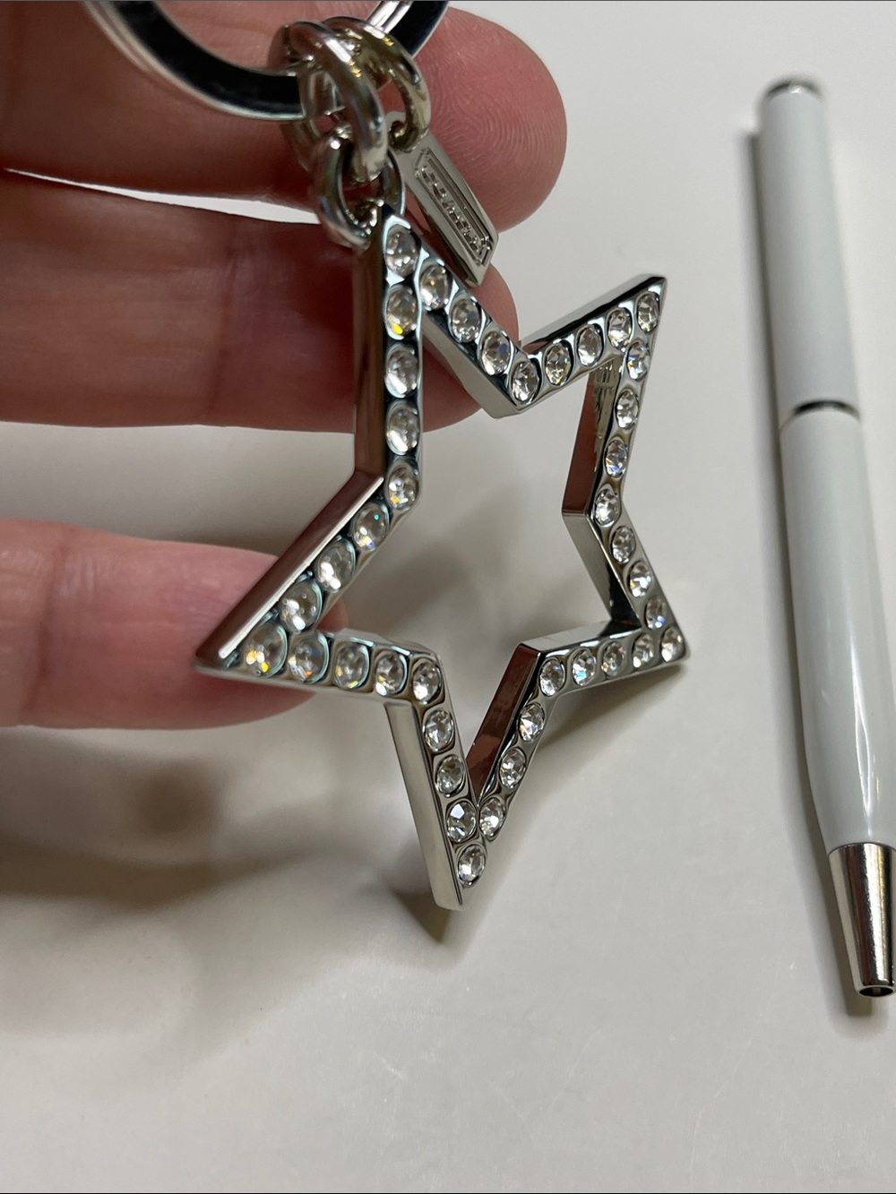 Coach Silver Star Crystal Keychain with Tag and Coach Pen - Picture 3 of 5